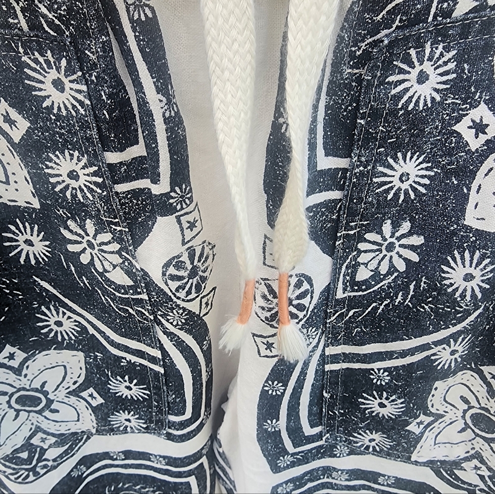 Pilcro Surf Linen Paisley Pants Women’s XS Anthropologie Drawstring‎ Black White - Picture 9 of 10